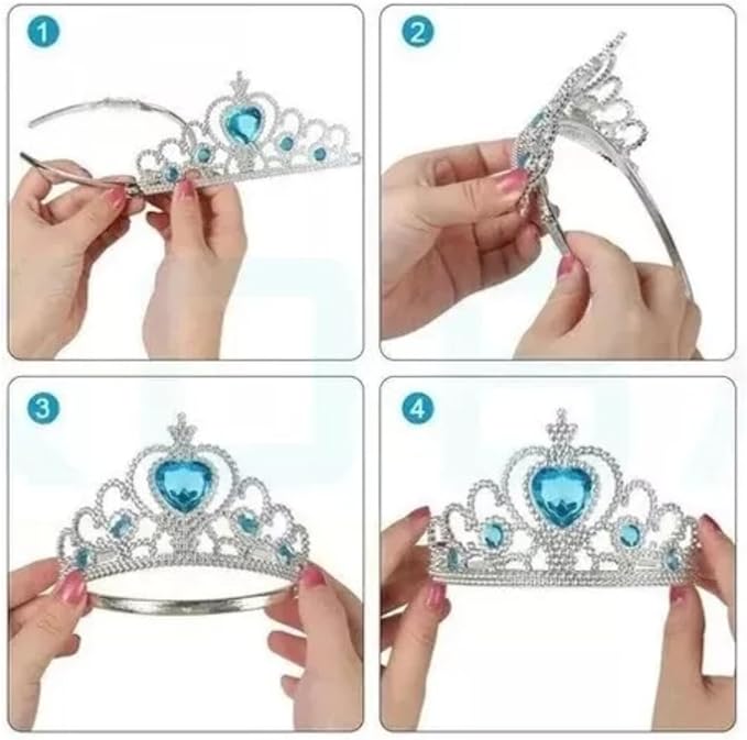 Kit Acessórios Frozen Elsa Com Trança Luvas Coroa E Varinha Kit Acessórios Frozen Elsa Com Trança Luvas Coroa E Varinha